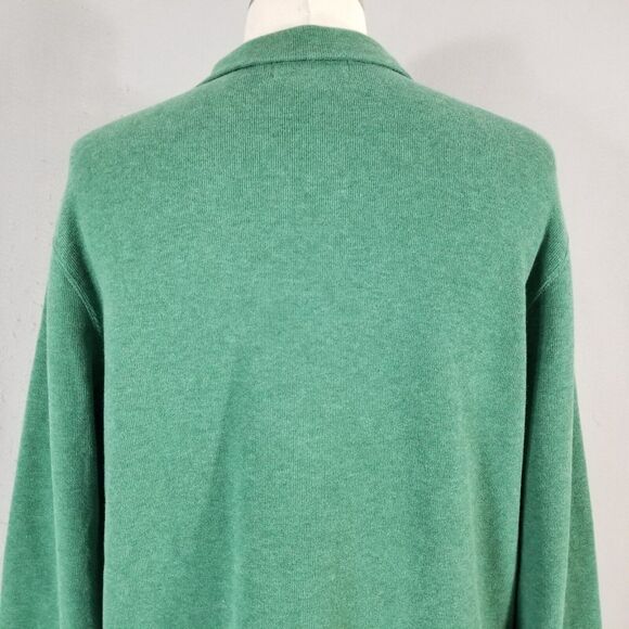 Polo Ralph Lauren sweater men's large green cotton pullover 1/4 zip heavy winter - Picture 7 of 9